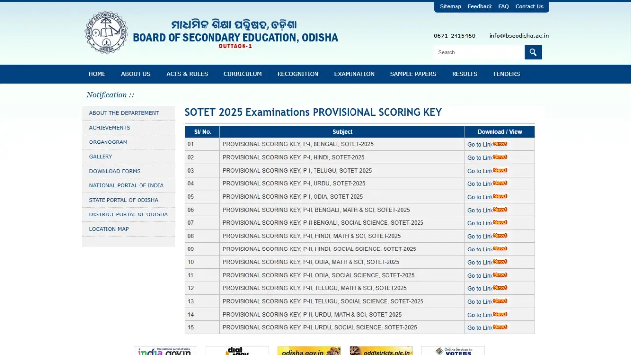 OTET Answer Key 2025 जारी – BSE Odisha Special TET Answer Key PDF डाउनलोड लिंक