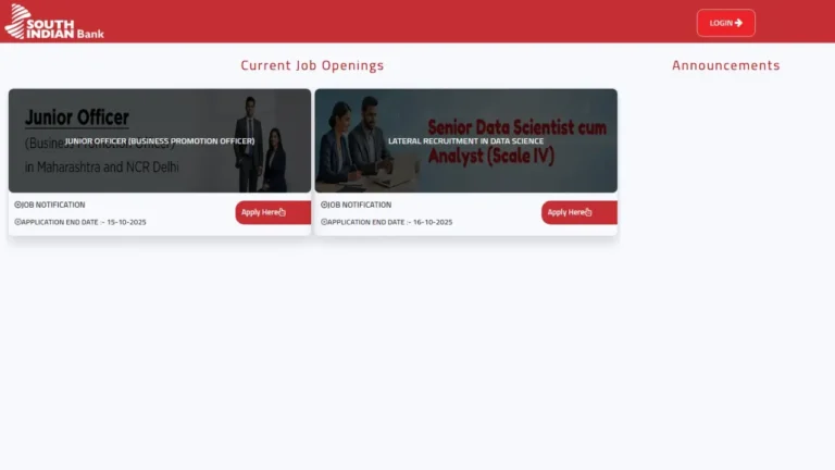 South Indian Bank Recruitment 2025 – Junior Officer Bharti Notification