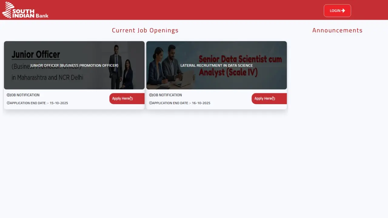 South Indian Bank Recruitment 2025 – Junior Officer Bharti Notification
