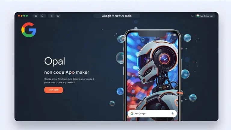 Google Opal No Code App Builder Interface showing AI app creation process