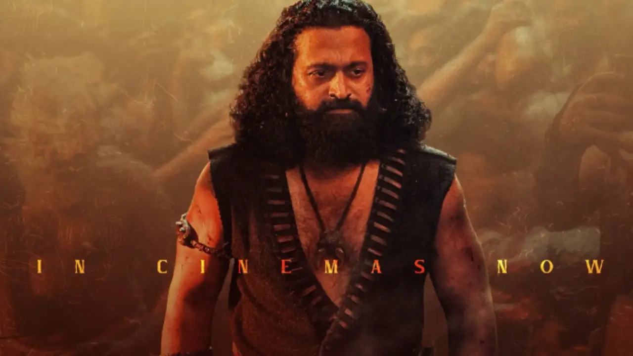 Kantara Chapter 1 movie poster featuring Rishab Shetty and main cast